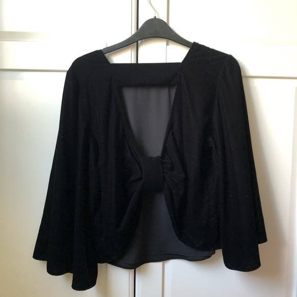 Topshop Velvet Knot Back Top - Picture 3 of 12